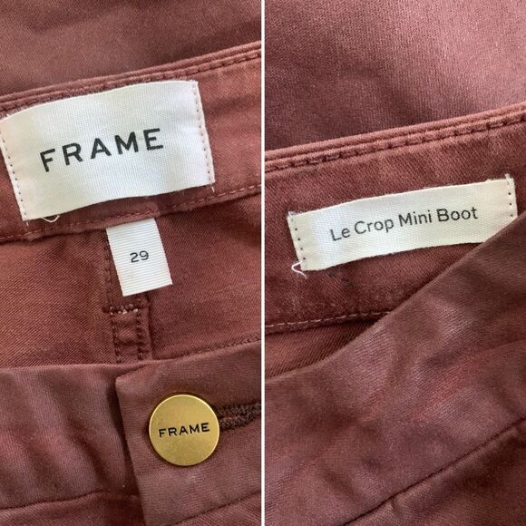Frame Le Crop Mini Boot Jeans in Bordeaux Coated Size 29 - Picture 10 of 12